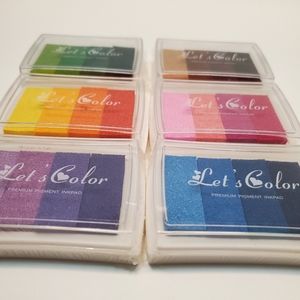 Lot of 6 Rainbow ink pads w/ Booklet of Cardstock